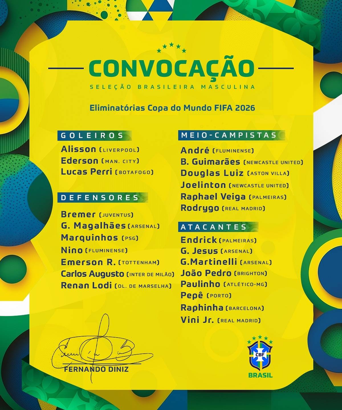 欧洲杯:巴西欧洲杯名单：恩德里克首次入选 安东尼理查利森落选