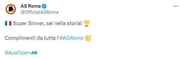 意大利甲级联赛:意大利小将辛纳夺澳网冠军意大利甲级联赛，国米、米兰、罗马等意大利甲级联赛俱乐部送祝贺